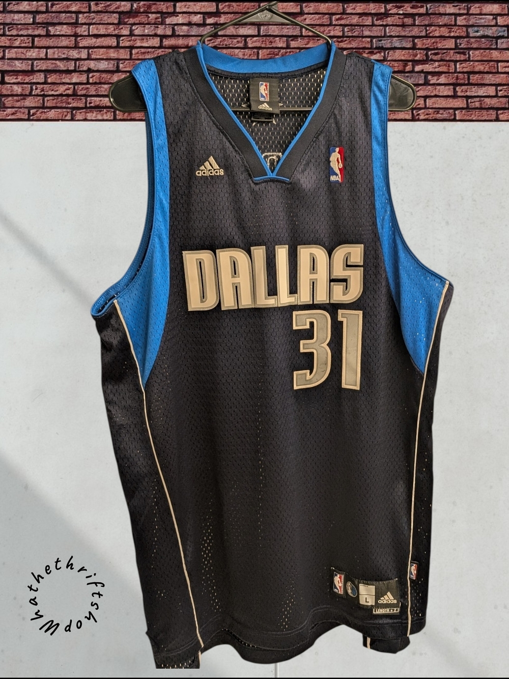 Adidas Dallas Mavericks Black & Blue #31 Basketball Jersey
